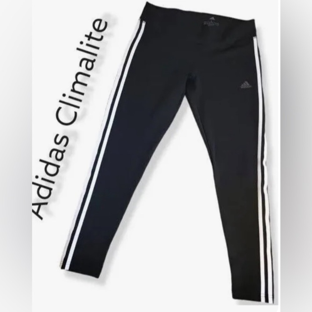 Adidas Climalite Women's Black & White Stripes Back Calves Leggings
